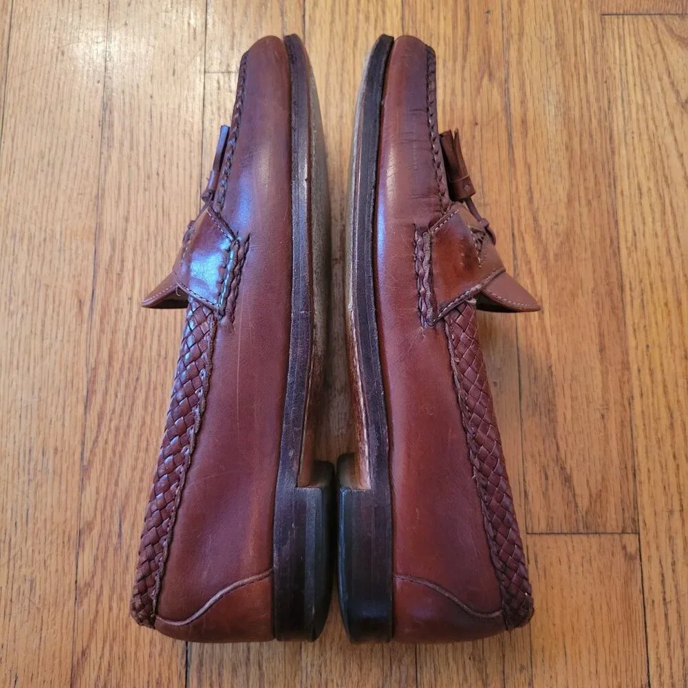 Allen Edmonds MAXFIELD Brown Tassel Loafers 9.5D Braided Leather Dress‎ Shoes